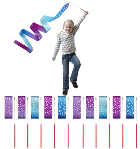 AITIME Ribbon Wands Party Favors for Kids, 20 Pack Rhythmic Gymnastics Ribbon, Girl Birthday ,Outdoor Party Games Supplies, Dance Streamers, Star