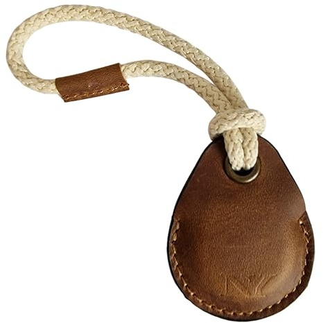 NEYYOS - Airtag Anhänger aus Echtem Leder, Air Tag Tracker, Hülle Tragbar & Schlüsselanhänger, Schutzhülle Schlüsselfinder, Holder, Keychain Halter Case für Schlusselbund (Braun, A)