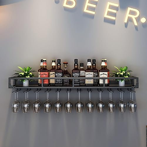 SAGIDAR Weinglas-Halter Für Stielgläser Gold/Schwarz, Metall Hängende Weinglashalter, Gläserhalterung Wall Mounted, Langlebig Und Robust, Hält Weinflaschen Und Gläser