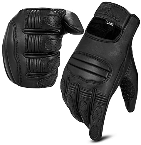aaasportx Motorcycle Gloves Men's Leather Touchscreen Function - Protectors Motorcycle Gloves Men & Women for Summer - Motorcycle Gloves with Non-Slip Pads (X-Large)