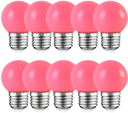 WULUN Farbige 2W E27 G45 LED Glühbirne e27 Beleuchtung Leuchtmittel, Bunte Glühbirnen für Hochzeit Halloween Weihnachten Party Bar, Rosa 10 Stück