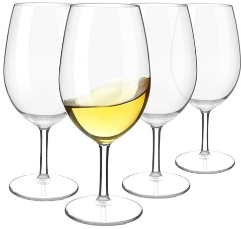 HAHASHOW Bicchiere da Vino Bianco, Tritan-Plastica Divino Calici vino rosso 640ml per campeggio festa, Adatto alla Lavastoviglie, Set di 4