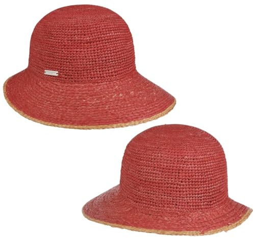 Seeberger Tascova Schute Strohhut Sonnenhut Sommerhut Damenhut Gartenhut Strandhut Damen - mit Schirm Frühling-Sommer Sommer - One Size rot