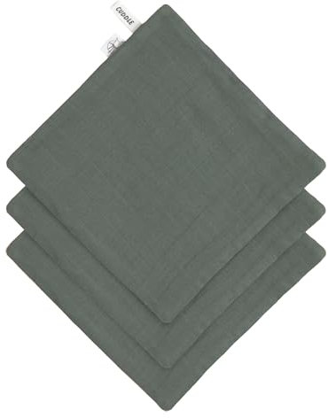 LÄSSIG Baby Musselin Waschlappen 3er Set/Muslin/Terry Washcloth Set 3 pcs Petrol Green