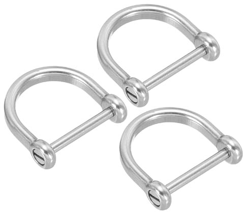 PATIKIL D-Ring Schäkel, 3 Stück 11/16 Zoll Innenbreite Solider Edelstahl U-Form Kleine Schäkel für DIY Lederhandwerk Ersatz