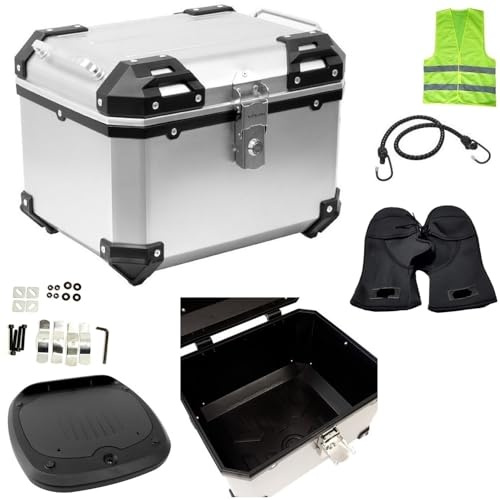 COMPATIBILE CON YAMAHA MT 07 700 ABS BAULETTO MOTO SCOOTER TOP CASE 38 LITRI PER FISSAGGIO POSTERIORE TRAMITE PIASTRA IN ABS UNIVERSALE VALIGIA DA VIAGGIO 42X36X33CM