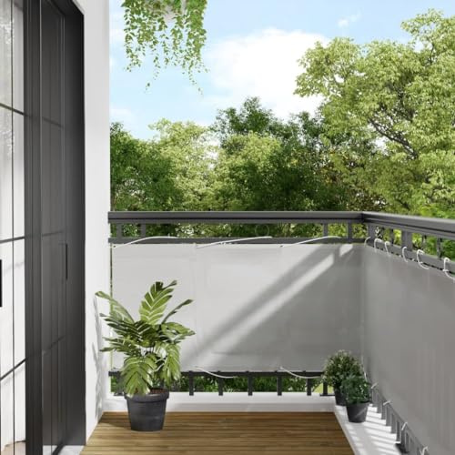 Gecheer Paravento Balcone,Frangivista per Balcone,Frangivista Balcone per Protezione Privacy,Schermo Privacy,Frangivista Frangivento per Ringhiera,Impermeabile e Protezione UV,Grigio Chiaro 75x300cm