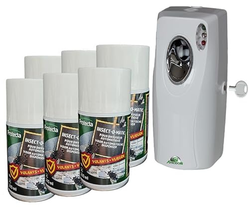 Insecticide 6x250ml Insect-O-Matic Anti-Mouches Anti-Moustiques Anti-Insectes Rampants et Volants avec Diffuseur Automatique(7)