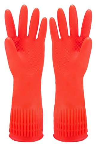 YONG-SHENG Cleaning Glove, Kitchen Dishwashing Glove, Heavy Duty Rubber Gloves, Waterproof Gloves, Non-slip and Corrosion-Resistant, Suitable for Housework Cleaning (Red, L)