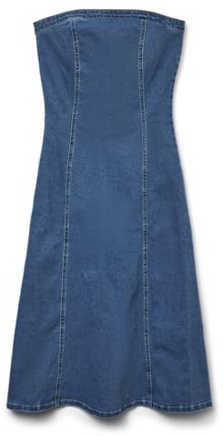 VERO MODA Vmailey SL Bandeau Ankle DNM Dressvi3488, Medio De Mezclilla Azul, M
