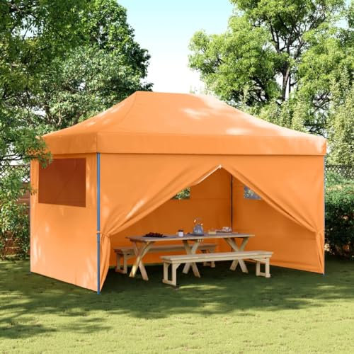 Sufrk Partyzelt Faltbar Pop-Up mit 4 Seitenteilen Partyzelt Pavillon Faltbar Pop Up Pavillon Camping Pavillon Orange
