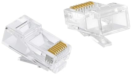 VulTech SN21406 50 Connettori Passanti RJ45 Cat.6 UTP, Plug di Rete Pass-Through Alta Velocità Gigabit, Terminali Lan Trasparenti per Cavo Ethernet Categoria 6, Sistema Semplificato Anti-Spreco Fili