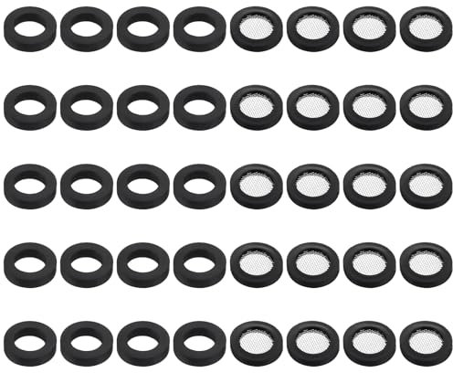 JIEYAO 40 juntas para alcachofa de ducha incluidas, anillos de sellado de 20 O, red de filtro, acero inoxidable, junta de goma para manguera de ducha de 1/2 pulgadas, junta de goma para manguera de