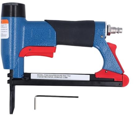 quetwef Oil-Free Pneumatic Staple Gun Heavy-Duty Stapler Pneumatic Staple Gun 21 Gauge 1/4 To 5/8in 140 Staple Loading Capacity Air Powered Stapler For Woodworking