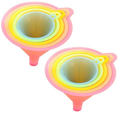 ASPIRE UK 10 x Funnel Set with Handles Multi Size Plastic Kitchen Funnels 67mm to 125mm for Bottles Jars Containers Oils Liquids Powders Dry Ingredients Food Filling Multicolour