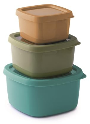 Snips, Set 3 Aroma Box, Contenitori Salva Freschezza, 3 Contenitori Alimenti, 0.5 L, 1 L, 1.5 L, Salva Freschezza, 17.5 x 17.5 x 10 cm, Colori Vari, Made in Italy