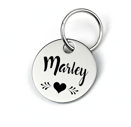 GOLDEN PAW Hundemarke mit Gravur personalisiert, Namensschild mit Telefonnummer, Adresse für Halsband - robuste Tiermarke aus Edelstahl, Dog Tag, Anhänger für Hunde, Katzen, Pferde & Welpen | Silber