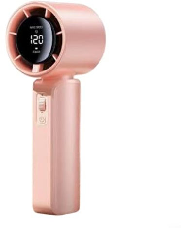 Tragbarer USB-Ventilator mit 120 Geschwindigkeitseinstellungen, tragbarer batteriebetriebener Ventilator, Digitalanzeige und Eiskompressionskühlung für Reisen (Rosa)