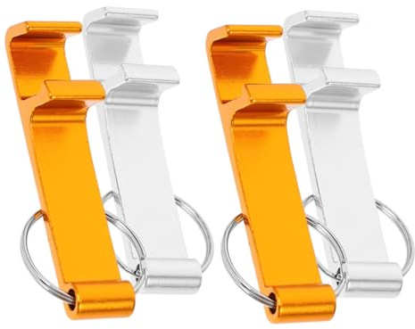 jojofuny 4piezas Abridores De Botellas De Aluminio Llaveros Planos Color Dorado y Plateado Unidades Para Fiestas Herramientas Para Abrir Cervezas y Bebidas