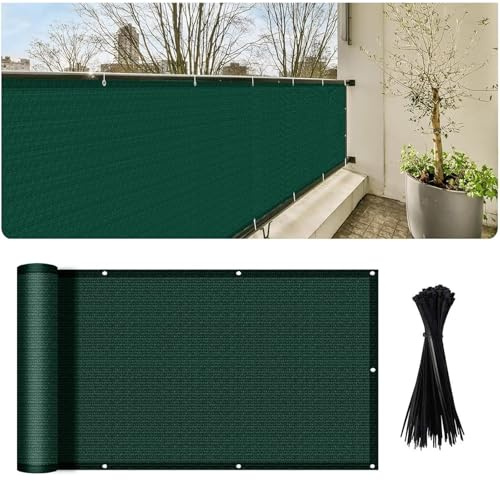 Sonnenschutz Sichtschutz für Terrasse Garten Balkon,luftdurchlässig,Wasserdurchlässig, für Terrasse, Garten, Balkon, Camping, rechteckig, konkav.Green,0.9×13m/2.95×42.64ft