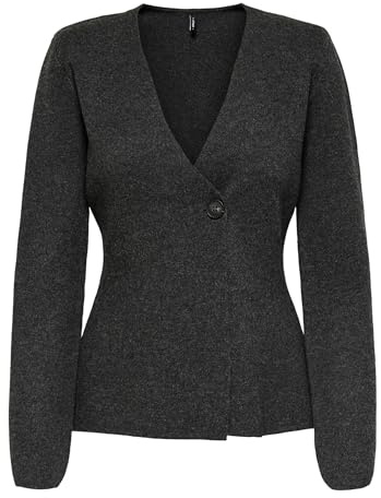 ONLY Onlmyera Life LS One Button Cardigan Knt, Mörkgråmelerad, XS Dam, Mörkgrå, XS