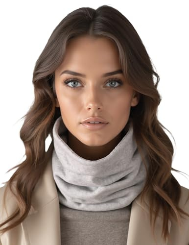 Vivisence Mujer Braga De Cuello Invierno Algodon Suave Calidez Diaria, Gris Claro,Talla Única