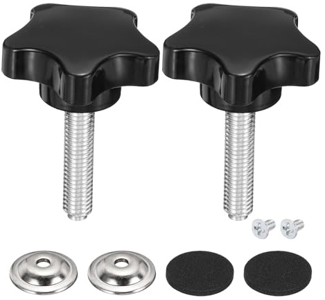 sourcing map 2Pcs Star Knobs, M8 x 35mm Plastic Knurled Thumb Screw Knobs 40mm Width Handle Replacement with Washer & Screw for Lawn Mower Umbrella Base Clamps Replacement Machinery