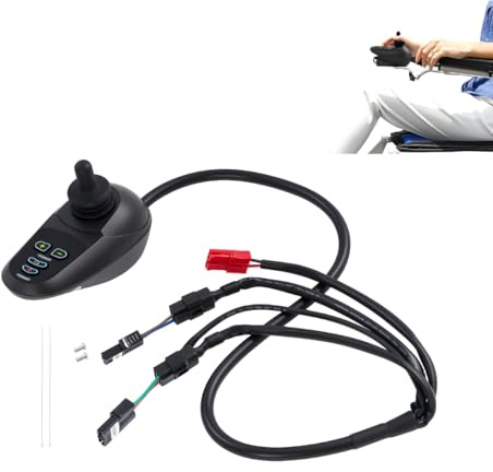 DC35V 50A Elektrischer Rollstuhl-Joystick-Controller, Rollstuhl-Steuerungs-Joystick mit Bremse, 360°-Joystick, Hupentaste, 5-stufig einstellbar, Kabellänge 1,2 m (Schwarz)