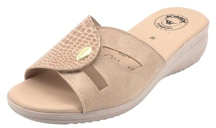 JOMIX Sandales Femme Compensé avec Scratch Réglable Mules Femmes à Talon Chaussures été Confortables Antidérapantes pour Loisirs Fabriquées en Italie