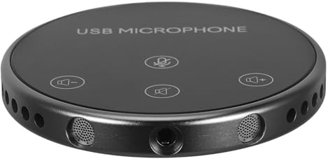 Vaguelly Microfono USB per Conferenze Omnidirezionale Leggero in Lega di Alluminio per PC e Notebook per Live Streaming e Riunioni