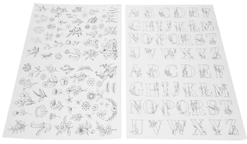 WRITWAA 2 Stück Wasserlösliche Stickmuster Vorlage für Buchstaben | Wasserlösliches Papier, für Hosen und Handtücher, Selbstgemacht Stickerei, Vorbedruckte Konturen, Leicht zu Entfernen