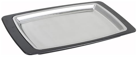 Winco 11 x 7 Rectangular Stainless Steel Platter Set