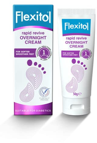 Flexitol Rapid Revive Overnight Foot Cream - 30 Percent Urea for Extremely Dry, Hard, Rough Skin on Feet - Results in 1 Night - Clinically Proven Foot Care - High Urea - Suitable for Diabetics. 50g
