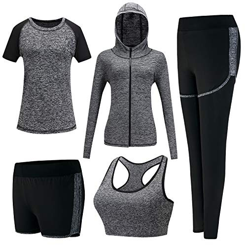 5 Piece Matching Workout Sets for Women Yoga Gym Athletic Pilates Outfits