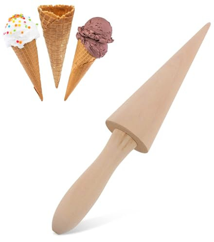 Molde de cono de helado, Rodillo de cono de Gofre Hecho en Casa, Molde para conos de helado, Molde de Cono de Madera Para DIY Hornear Huevo Pastel Waffles, 9,1 pulgadas