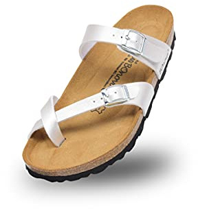 Bonova Portofino i storlekarna 35 till 43 och 13 färger. Sommarsandaler med fotbädd av kork – tillverkad i EU!, Bio Champ Silver, 38 EU