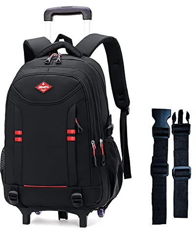 Rolling Backpack for Boys Elementary School Bag with Wheels Travel Trolley Bag 2 wheels and 6 wheels
