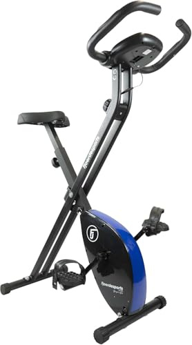 Fjoerdesports faltbarer Fahrradtrainer, Heimtrainer, Fitnessfahrrad LCD Trainingscomputer, klappbarer Hometrainer, inklusive Pulsmessung, maximales Benutzergerwicht 110 kg, 8 Widerstandsstufen