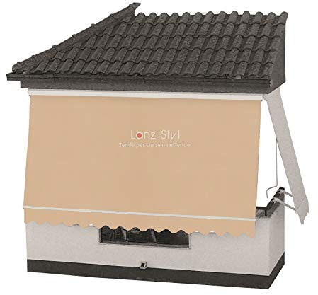 MOSCHITELLA Tenda da Sole a Caduta con CASSONETTO di Protezione braccetti e mantovana - Tessuti TEMPOTEST PARÀ (Tessuti Tinta Unita) - Misura L cm da 120 a 180 X 260 H C.52