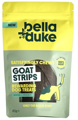 Bella+Duke Goat Strips, Ideal Training & Snacking Treats for Dogs | High Value 100% Natural Training Treat, Grain-Free, High Protein and Hypoallergenic, Suitable for All Dogs Over 4 Months Old