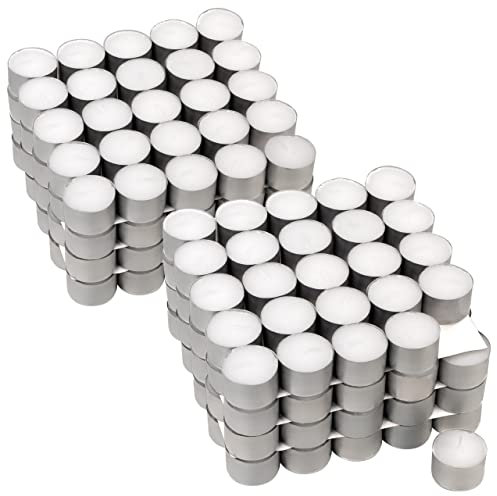 Teelichter weiß mit Alutellerchen 100/200/400/600 8 Stunden Brenndauer Parfümfrei Kerzenofen (200)
