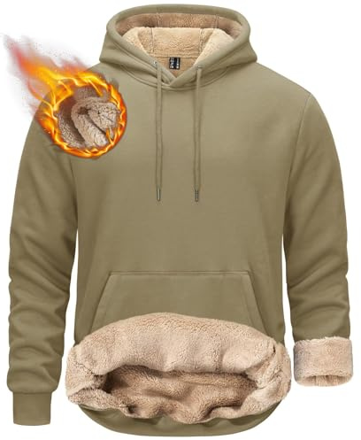 KEFITEVD Herren Sweatshirts Kapuzenpullis Fleece Hooded Pullover Winter