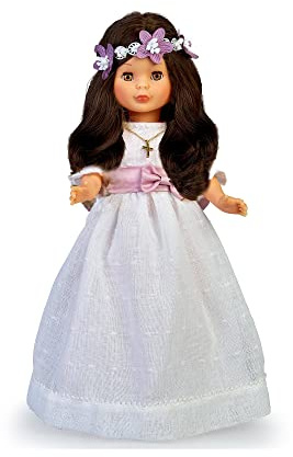 Nancy Colección Comunión, Muñeca Vestida de Primera Comunión y Corona Flores, Morena, con Vestido Blanco, para Regalar, Multicolor