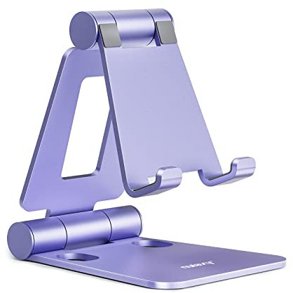 Nulaxy Verstellbar Handy Ständer Tisch, Faltbarer Handy Halterung Aluminium Phone Halter für Schreibtisch Kompatibel mit iPhone 16 15 14 13 12 11 Pro Xs Xr X 8, Huawei, Galaxy, alle Handys - Violett