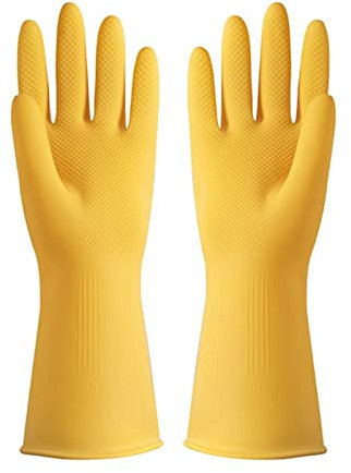 Guantes for lavar platos, Guantes de limpieza de cocina Guantes de goma a prueba de aceite Guantes anti fregado Herramientas de limpieza del hogar Guantes para lavar platos ( Color : Gelb , Size : L )