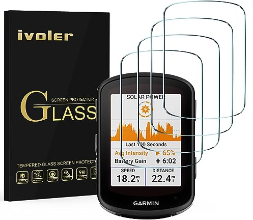 ivoler 4 Stück Schutzglas Schutzfolie für Garmin Edge 540/540 Solar / 840/840 Solar, 9H Härte Schutz Glas, HD Klar Displayschutzfolie, Anti-Kratz Folie, Anti-Bläschen