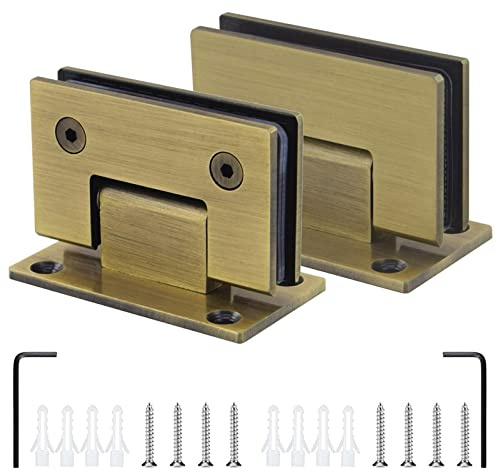 Lot de 2 charnières de porte en verre, charnières de porte en verre en acier inoxydable 304, charnières de douche en bronze à 90°, pince en verre de salle de bain bidirectionnelle de 8 à 12 mm