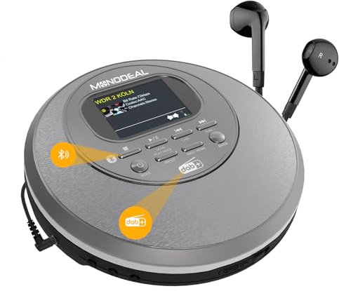 NEU 2025 CD Player Tragbar mit DAB Radio und TFT Display, Monodeal Tragbarer CD Player Bluetooth mit DAB Radio & FM 2 in 1