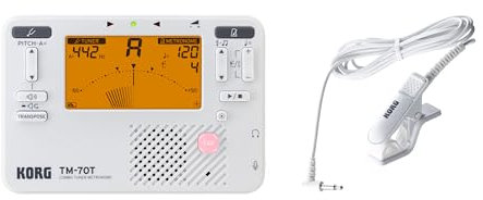 Korg TM70C Combined Metronome and Chromatic Tuner with Contact Microphone - White