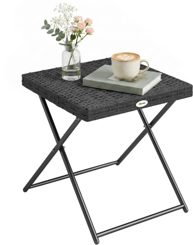 Outsunny Beistelltisch Polyrattan klappbar Kaffeetisch 40x40x40cm Schwarz